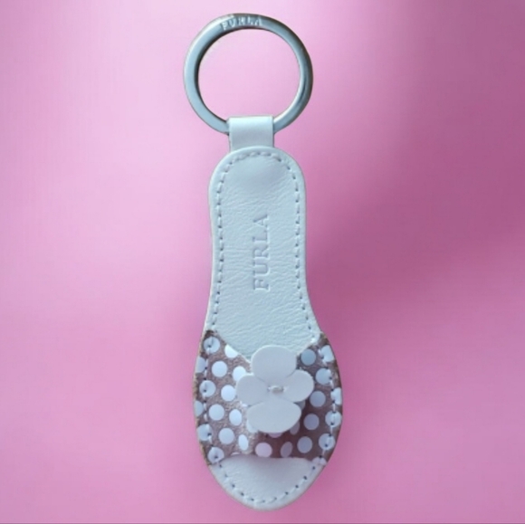 Furla White and Brown Polka Dot Keychain - Picture 2 of 7